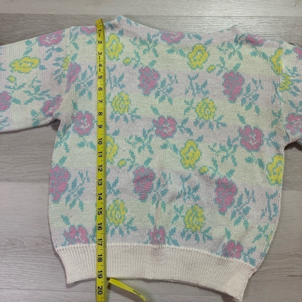 Vintage Snapdragon Floral Pastel Boatneck Sweater, Size Small - Picture 9 of 10